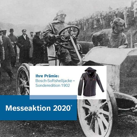 Bosch-Hausmessebesucher erhalten 2020 eine Gratis-Softshelljacke Modell „1902“. Bosch-Hausmessebesucher erhalten 2020 eine Gratis-Softshelljacke Modell „1902“.