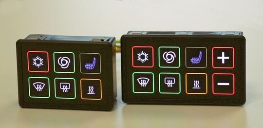 Die dreifarbige Ringbeleuchtung gibt es nun auch für die CAN-Module mit 8 Schaltflächen. Die dreifarbige Ringbeleuchtung gibt es nun auch für die CAN-Module mit 8 Schaltflächen.