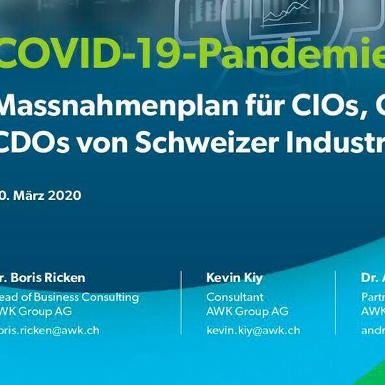 Das E-Paper der AWK Group beinhaltet einen Coronoa-Massnahmeplan für CTOs, CIOs und CDOs. Das E-Paper der AWK Group beinhaltet einen Coronoa-Massnahmeplan für CTOs, CIOs und CDOs.