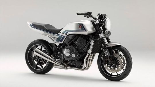 Modern und klassisch zugleich: Hondas „Bol d'Or“-Neuinterpretation CB-F Concept. Modern und klassisch zugleich: Hondas „Bol d'Or“-Neuinterpretation CB-F Concept.
