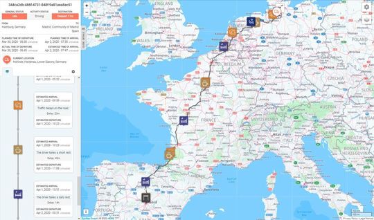 Mit dem On-Time-Navigator kann man nachvollziehen, wo sich Fahrzeuge gerade befinden und ob sie pünktlich ankommen. Mit dem On-Time-Navigator kann man nachvollziehen, wo sich Fahrzeuge gerade befinden und ob sie pünktlich ankommen.