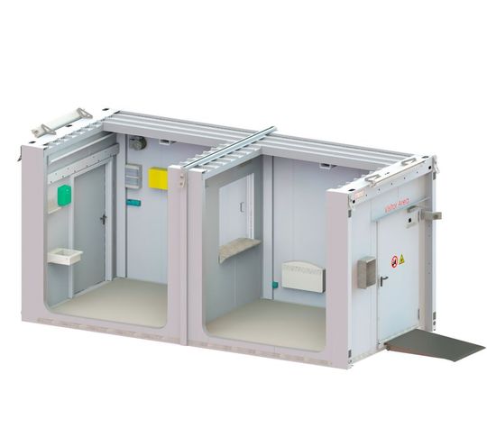 Raumsystem für eine kontaktarme Warenübergabe. Raumsystem für eine kontaktarme Warenübergabe.