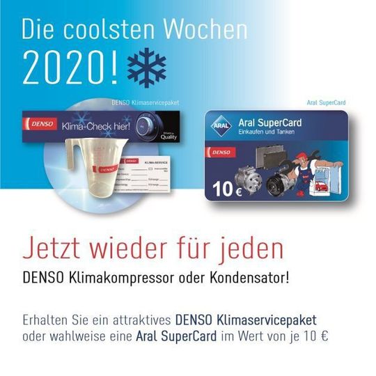 Original-Ersatzteile verbauen und Prämie kassieren: Das bietet die aktuelle Klimaaktion von Denso. Original-Ersatzteile verbauen und Prämie kassieren: Das bietet die aktuelle Klimaaktion von Denso.