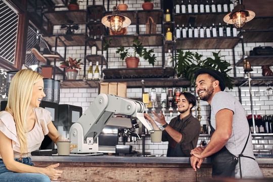 Le bras robolink DP au design sur mesure offre une liberté totale à l'utilisateur. Ce robot à bras articulé pourrait par exemple servir le café. Le bras robolink DP au design sur mesure offre une liberté totale à l'utilisateur. Ce robot à bras articulé pourrait par exemple servir le café.