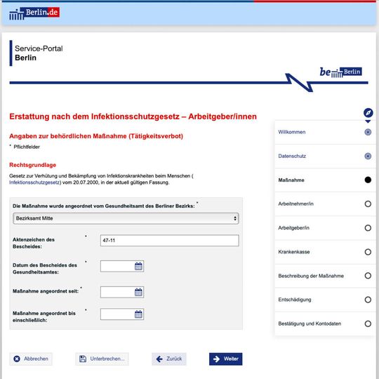 Mit dem neuen Digitalen Antrag lassen sich in Berlin auch Verdienstausfallentschädigungen beantragen. Mit dem neuen Digitalen Antrag lassen sich in Berlin auch Verdienstausfallentschädigungen beantragen.