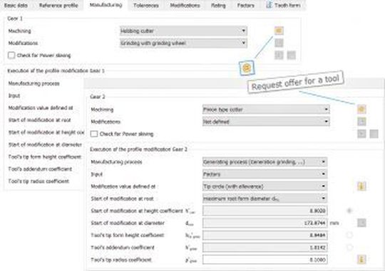 Über die neuen Schaltflächen mit dem Symbol "@" können Anwender der Software von Kisssoft Angebote für Werkzeuge direkt und unkompliziert anfordern.