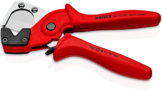 Jetzt sind die handlichen Knipex-Rohrschneider in zwei neuen Versionen erhältlich. Einmal für Kunststoff-Verbundrohre (Typ 9025185) und zum Zweiten für Mehrschicht- und Pneumatikschläuche (hier im Bild mit der Version 9010185). Jetzt sind die handlichen Knipex-Rohrschneider in zwei neuen Versionen erhältlich. Einmal für Kunststoff-Verbundrohre (Typ 9025185) und zum Zweiten für Mehrschicht- und Pneumatikschläuche (hier im Bild mit der Version 9010185).