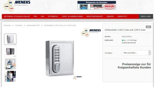 Meneks bietet ins einem B2B-Shop Safes für Motorradhändler. Das Produkt passt bestens in die Corona-Zeiten ist aber auch darüber hinaus eine pfiffige Idee. Meneks bietet ins einem B2B-Shop Safes für Motorradhändler. Das Produkt passt bestens in die Corona-Zeiten ist aber auch darüber hinaus eine pfiffige Idee.