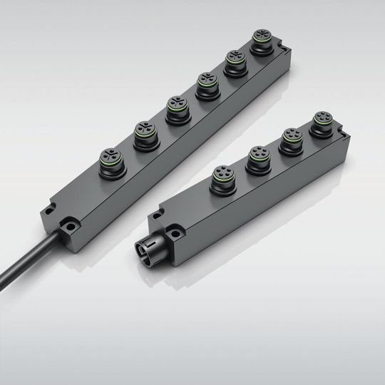 Die neuen 4- und 6-fach-Verteiler erweitern die Miniatur-Rundsteckverbinder mit Schnappverriegelungen aus der Serie 720.