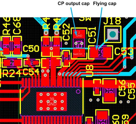 Bild 11: Platzierung der Kondensatoren für die Ladungspumpe.