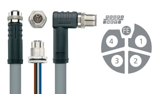 Escha bietet PNO-konforme M12-Power-Steckverbinder mit grauer Leitung und grauem Kontaktträger an. Escha bietet PNO-konforme M12-Power-Steckverbinder mit grauer Leitung und grauem Kontaktträger an.