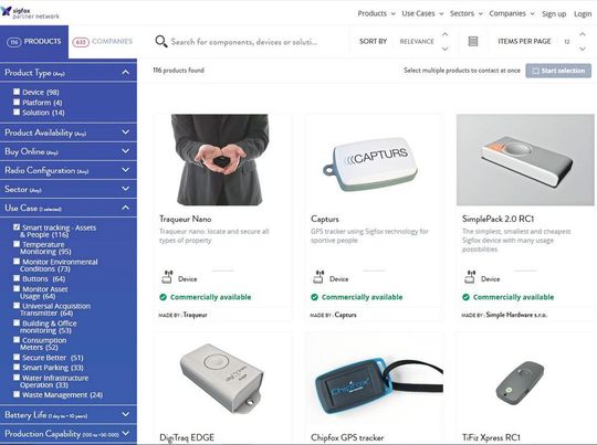 Unter partners.sigfox.com sind 205 Angebote unterschiedlicher Unternehmen zum Thema Smart Tracking gelistet (Stand Mai 2020). Unter partners.sigfox.com sind 205 Angebote unterschiedlicher Unternehmen zum Thema Smart Tracking gelistet (Stand Mai 2020).