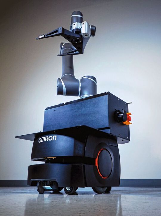 Flexibel einsetzbar: der mobile Manipulator von Omron. Flexibel einsetzbar: der mobile Manipulator von Omron.