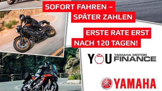 Yamaha bietet ab sofort ein attraktives Finanzierungsmodell an – die erste Rate wird erst ab 120 Tagen fällig. Yamaha bietet ab sofort ein attraktives Finanzierungsmodell an – die erste Rate wird erst ab 120 Tagen fällig.