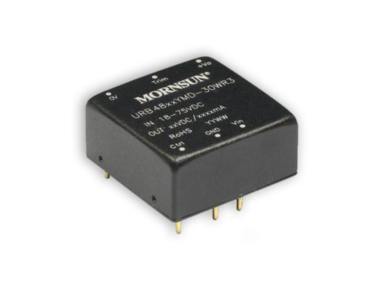 Ein DC/DC-Wandler der Serie URB48_YMD-30WR3: besonders kompakte 30-W-Wandler mit Wirkungsgraden bis 88% und Ausgangsspannungen von 5 bis 24 V. Ein DC/DC-Wandler der Serie URB48_YMD-30WR3: besonders kompakte 30-W-Wandler mit Wirkungsgraden bis 88% und Ausgangsspannungen von 5 bis 24 V.