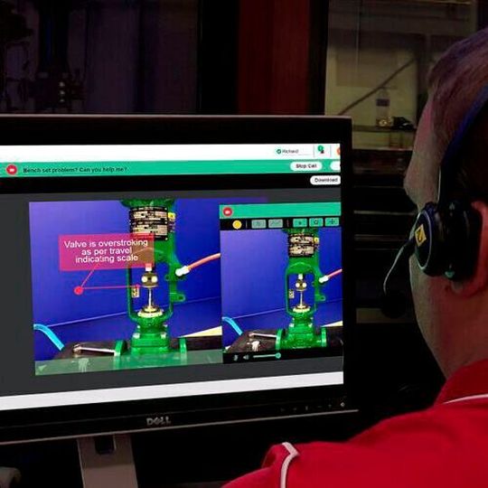 Emerson experts support valve maintenance virtually via augmented reality technology. Emerson experts support valve maintenance virtually via augmented reality technology.