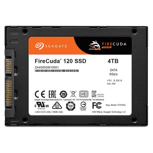 Die Seagate FireCuda 120 SATA SSD bietet Speicherkapazitäten bis zu 4 TB. Die Seagate FireCuda 120 SATA SSD bietet Speicherkapazitäten bis zu 4 TB.