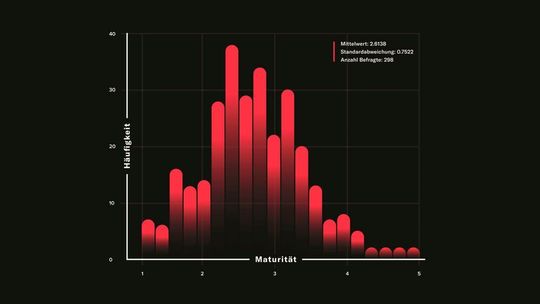 Durchschnittlich erreichen die befragten Unternehmen auf einer Skala von 1 bis 5 eine Data Maturity (Reifegrad im Umgang mit Daten) von 2,6.