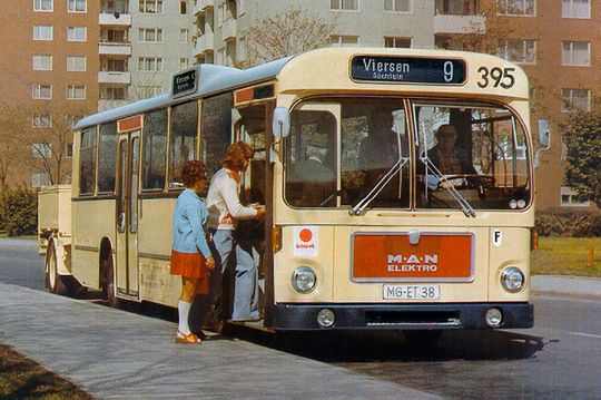 Die Stadt Mönchengladbach setzte die batterielektrischen Busse von 1974 bis 1979 ein.