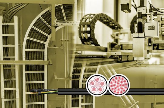 Die hochflexiblen Steuerleitungen der UL/CSA-approbierten Kaweflex-Serien 6110/6210 Tray lassen sich in Pritschen und in bewegten Schleppketten einsetzen.