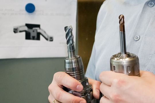 Adaptive roughing (left) and pre-finishing with ball end mill EHHB (right). Adaptive roughing (left) and pre-finishing with ball end mill EHHB (right).