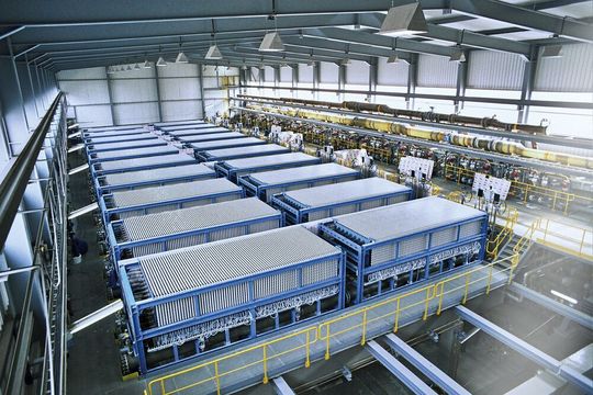 Die Zellen einer 100-MW-Anlage in Tessenderlo. Die Zellen einer 100-MW-Anlage in Tessenderlo.