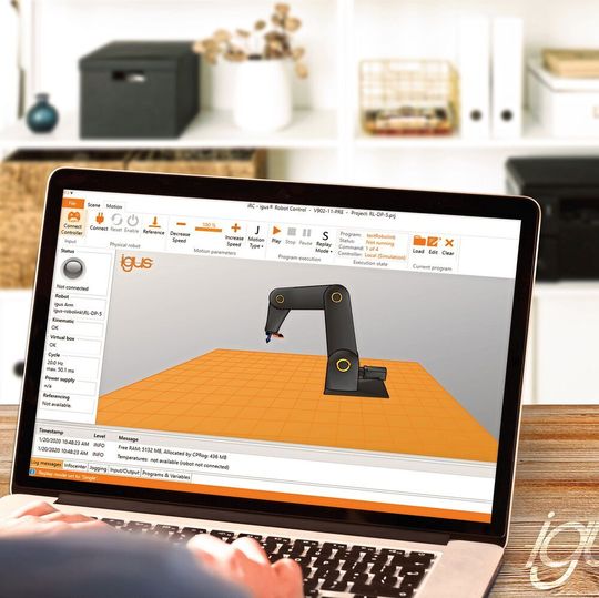 Le logiciel gratuit igus robot control permet à l’utilisateur de simuler, de programmer et de piloter le robot igus de son choix. Le logiciel gratuit igus robot control permet à l’utilisateur de simuler, de programmer et de piloter le robot igus de son choix.