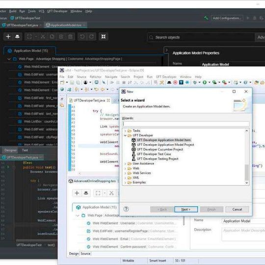 Mit der Developer-Version von Micro Focus UTF lassen sich Anwendungstests direkt in IDEs wie Eclipse, Visual Studio oder IntelliJ erstellen. Mit der Developer-Version von Micro Focus UTF lassen sich Anwendungstests direkt in IDEs wie Eclipse, Visual Studio oder IntelliJ erstellen.