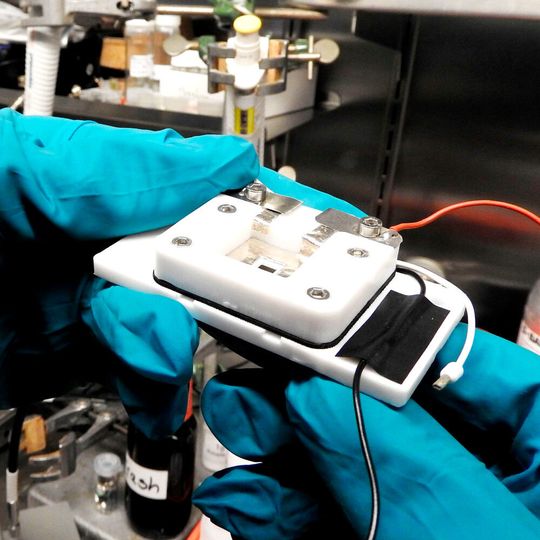 In einer selbst entwickelten Messzelle untersuchte das Oldenburger Team Lithium-Elektroden mit der elektrochemischen Rastermikroskopie. In einer selbst entwickelten Messzelle untersuchte das Oldenburger Team Lithium-Elektroden mit der elektrochemischen Rastermikroskopie.