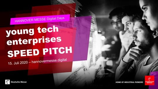 Beim Start-up Speed Pitch im Rahmen der Hannover Messe Digital Days bekamen junge Unternehmen die Chance, sich einem großen Publikum zu präsentieren. Beim Start-up Speed Pitch im Rahmen der Hannover Messe Digital Days bekamen junge Unternehmen die Chance, sich einem großen Publikum zu präsentieren.
