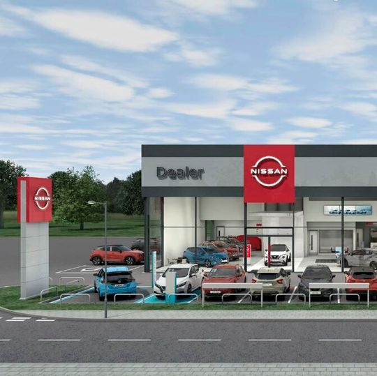 So sehen neue Nissan-Betriebe in Zukunft aus. So sehen neue Nissan-Betriebe in Zukunft aus.