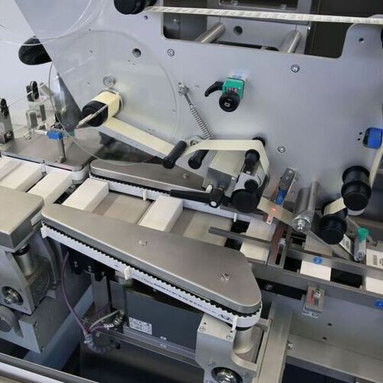 The Marchesini BL-A420 CW labeler machine can process up to 400 cartons per minute. The Marchesini BL-A420 CW labeler machine can process up to 400 cartons per minute.
