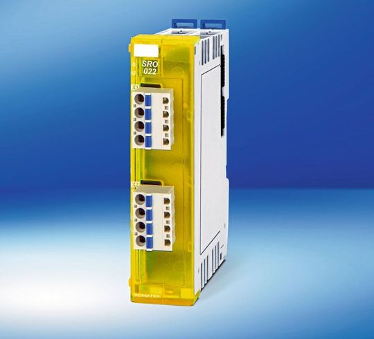 Das Safety-Modul SRO 022 mit zwei sicheren, zweikanaligen Ausgängen entspricht den Sicherheitsanforderungen nach SIL 3, PL e. Das Safety-Modul SRO 022 mit zwei sicheren, zweikanaligen Ausgängen entspricht den Sicherheitsanforderungen nach SIL 3, PL e.