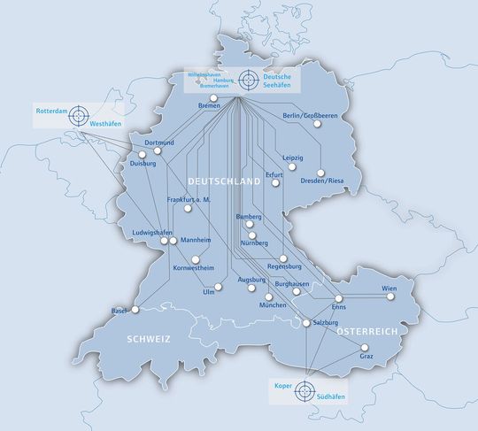 Netzwerkkarte 2020 der TFG Transfracht.