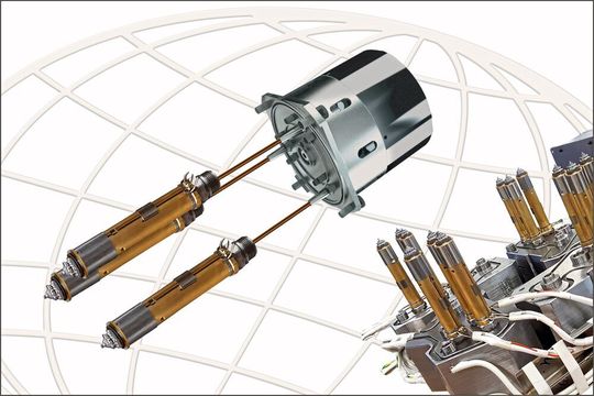 The new Multipin actuator can move the valve pins of 2, 3 or 4 valve gate nozzles. The new Multipin actuator can move the valve pins of 2, 3 or 4 valve gate nozzles.