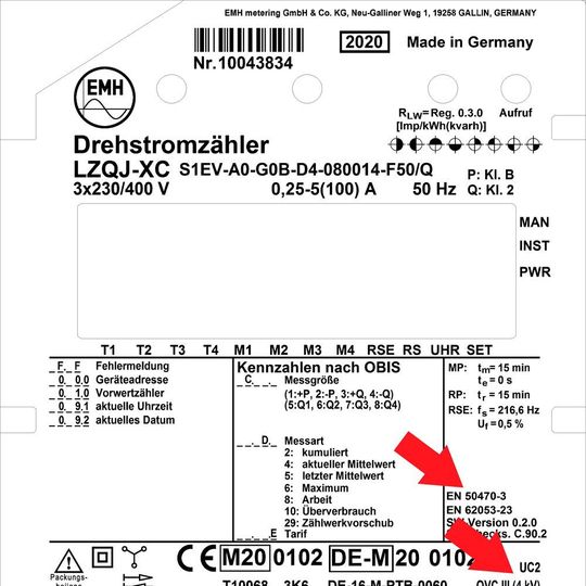 Zähler mit diesen Angaben auf dem Produkt-Label erfüllen die neue Sicherheitsnorm DIN EN 62052-31 (VDE 0418-2-31): 2017-07, die ab November 2020 für Industrie- und RLM-, sowie ab August 2021 für MID-Zähler gilt. Zähler mit diesen Angaben auf dem Produkt-Label erfüllen die neue Sicherheitsnorm DIN EN 62052-31 (VDE 0418-2-31): 2017-07, die ab November 2020 für Industrie- und RLM-, sowie ab August 2021 für MID-Zähler gilt.