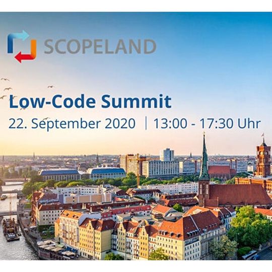 Scopeland veranstaltet im September den Low-Code Summit 2020. Scopeland veranstaltet im September den Low-Code Summit 2020.