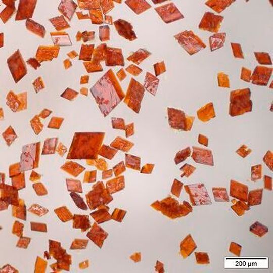 The copper nanoclusters formed beautiful red crystals. The copper nanoclusters formed beautiful red crystals.