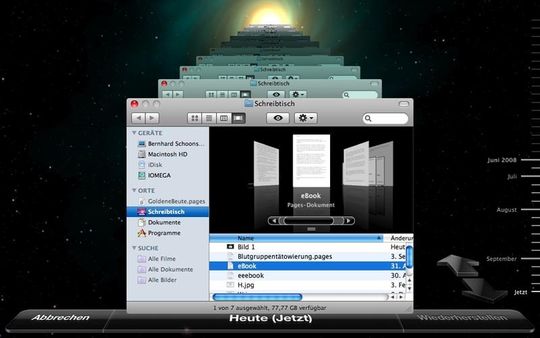 Apples „Time Machine” verspricht zuverlässige Backups und eine Wiederherstellung älterer Dateiversionen. In der Praxis treten allerdings noch kleine Mängel auf. Apples „Time Machine” verspricht zuverlässige Backups und eine Wiederherstellung älterer Dateiversionen. In der Praxis treten allerdings noch kleine Mängel auf.