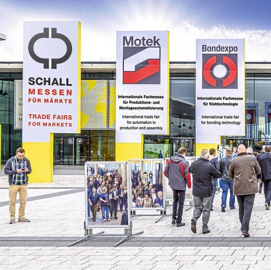 Die nächste Motek/Bondexpo wird erst wieder 2021 stattfinden. Die nächste Motek/Bondexpo wird erst wieder 2021 stattfinden.