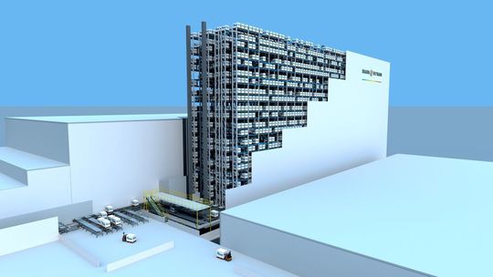 Baulücke: Auf nur 1350 m² entsteht ein automatisiertes HRL für 10.000 Paletten. Baulücke: Auf nur 1350 m² entsteht ein automatisiertes HRL für 10.000 Paletten.