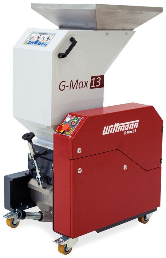 G-Max 13 heißt diese neue Schneidmühle von Wittmann, die für Thermoplaste geeignet ist und einen Durchsatz von 35 kg/h für das Inline-Recycling von Angüssen erreicht.