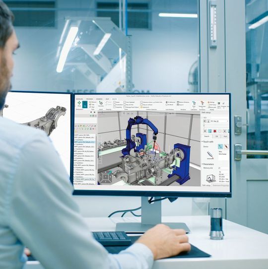 Einfache simulationsbasierte Offline-Programmierung von Roboterzellen mit Dualis und Delfoi. Einfache simulationsbasierte Offline-Programmierung von Roboterzellen mit Dualis und Delfoi.