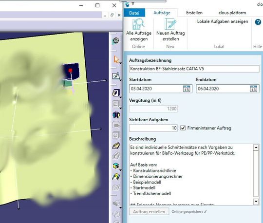 Das Bild zeigt die Auftragsmetadatenbeschreibung.