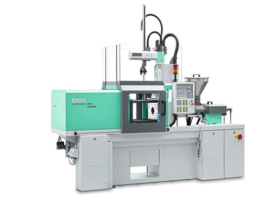 Arburg hat diesem neuen Allrounder 270 S compact neue Optionen verpasst, wie zum Beispiel eine Trennebeneneinrichtung, damit damit das vertikale Spritzgießen klappt, und noch mehr... Arburg hat diesem neuen Allrounder 270 S compact neue Optionen verpasst, wie zum Beispiel eine Trennebeneneinrichtung, damit damit das vertikale Spritzgießen klappt, und noch mehr...