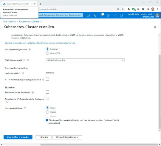 Das Einrichten des Kubernetes-Cluster-Netzwerks. (Bild: Drilling / Microsoft)