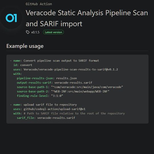 Beispiel für den Export der Testergebnisse eines Veracode SAST Pipeline Scans ins SARIF-Format. Beispiel für den Export der Testergebnisse eines Veracode SAST Pipeline Scans ins SARIF-Format.