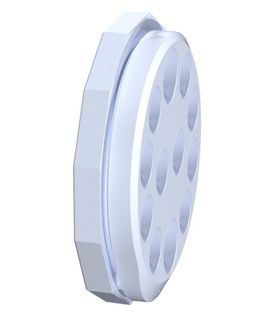 Rückansicht der metrischen Kabeleinführungsplatte KES-E-R 50/12.