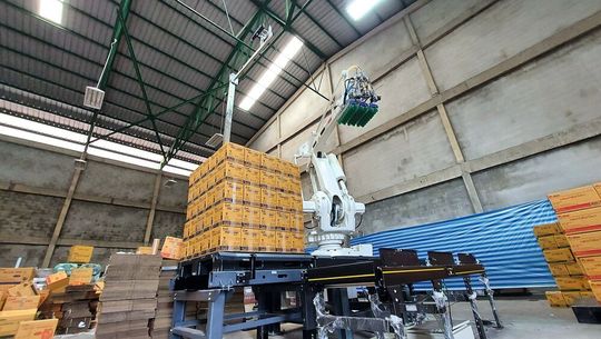 Automatisierte Depalettierung mithilfe einer integrierten 3D-Bildverarbeitung. Automatisierte Depalettierung mithilfe einer integrierten 3D-Bildverarbeitung.