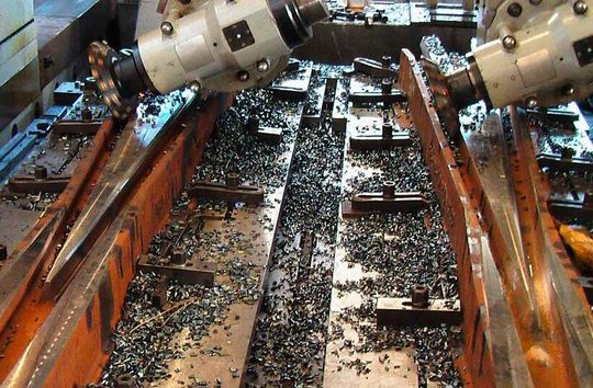 Railway switches during the production process. Railway switches during the production process.